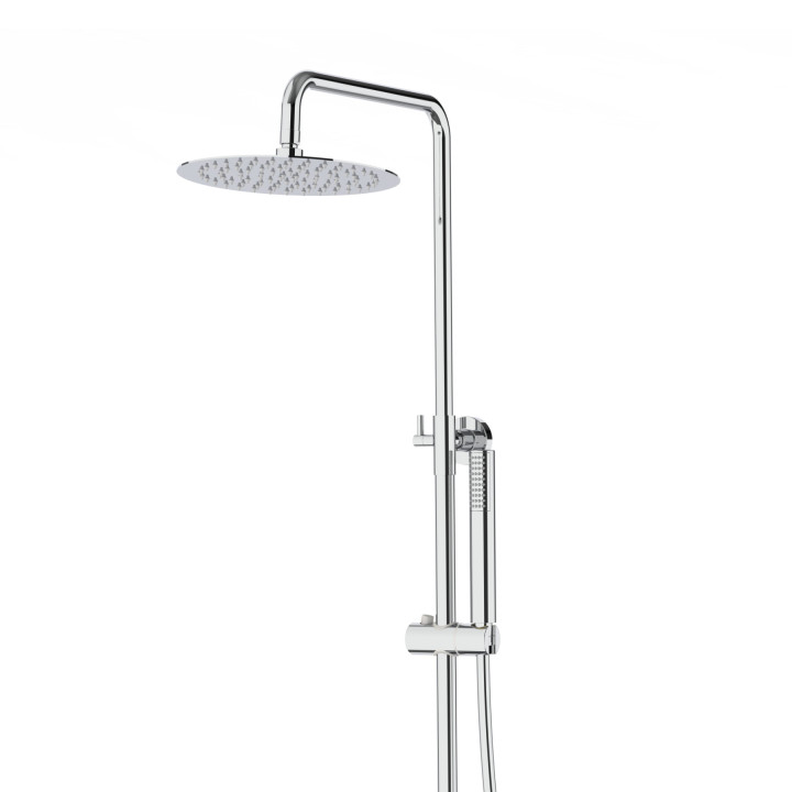 Natryskowa kolumna prysznicowa Corsan Lugo chrom okrągła deszczownica z baterią mieszaczową i obrotową wylewką wannową