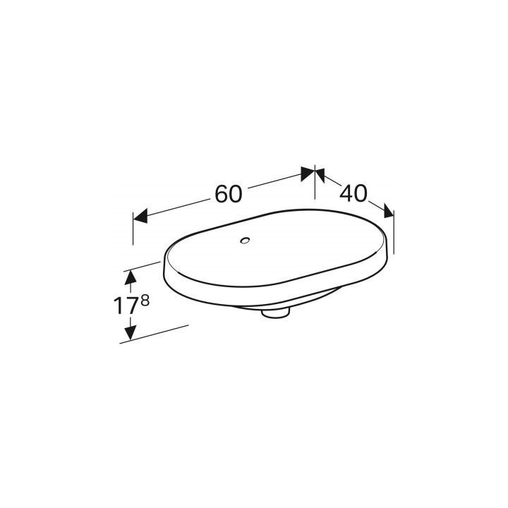 Geberit Variform Umywalka wpuszczana w blat, owalna, 55cm, bez przelewu, bez otworu na baterię