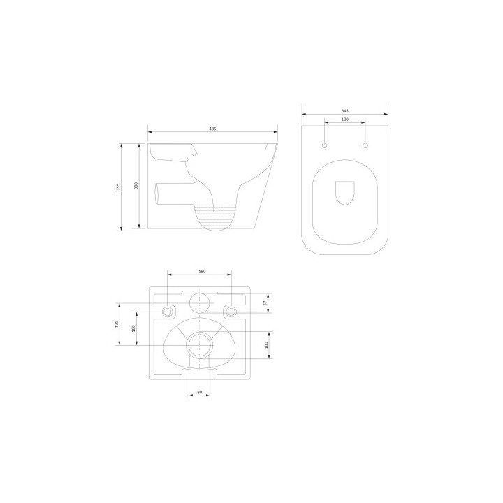 Bezkołnierzowa miska toaletowa wisząca OMNIRES FONTANA z deską wolnoopadającą, 49 x 35 cm - biały połysk