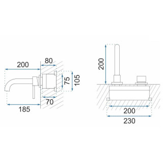 Bateria umywalkowa podtynkowa REA Lungo - złota