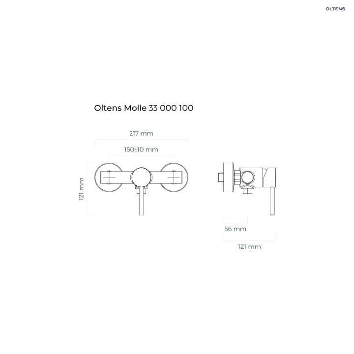 Oltens Molle bateria prysznicowa ścienna - czarny mat