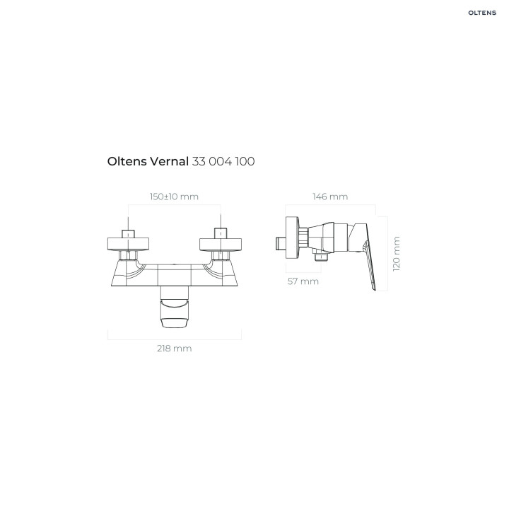Oltens Vernal bateria prysznicowa ścienna - chrom 