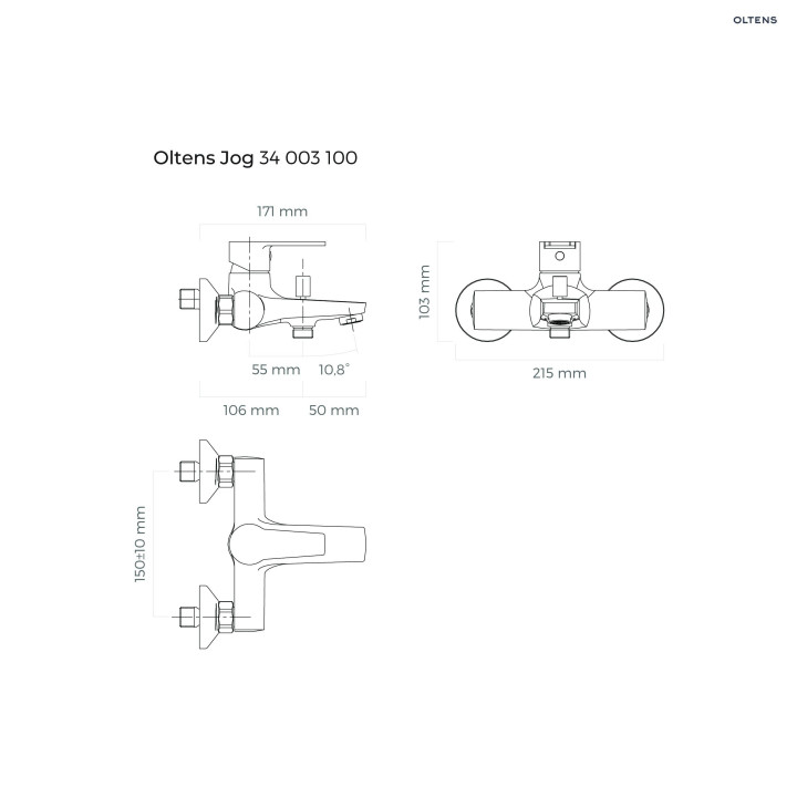 Oltens Jog bateria wannowo-prysznicowa ścienna - chrom
