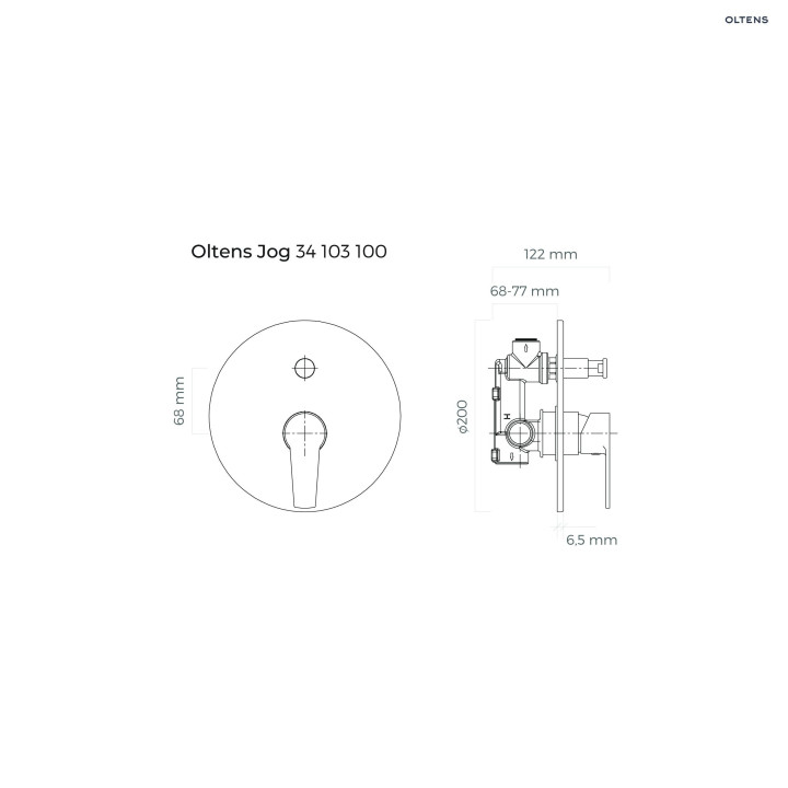 Oltens Jog bateria wannowo-prysznicowa podtynkowa kompletna - chrom