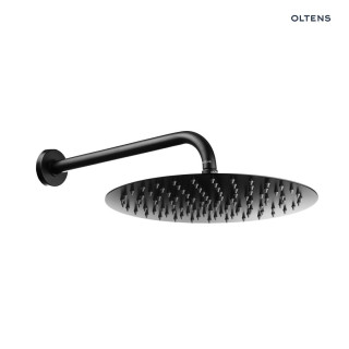 Zestaw Oltens Vindel Lagan deszczownica 30 cm okrągła z ramieniem ściennym - czarny mat