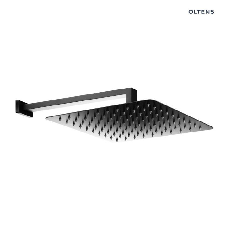 Zestaw Oltens Vindel (S) Lagan (S) deszczownica 30 cm kwadratowa z ramieniem ściennym - czarny mat