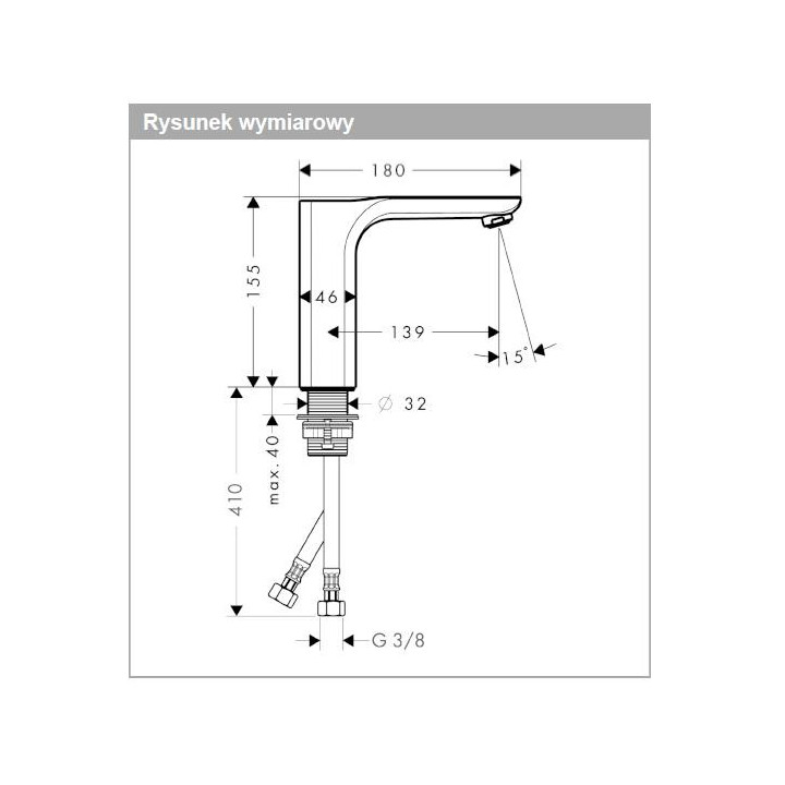 Bateria umywalkowa Axor Urquiola, bez kompletu odpływowego