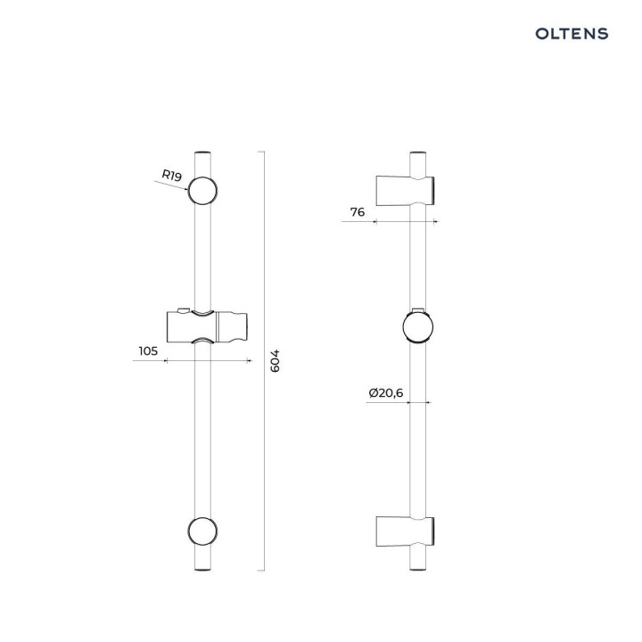 Oltens Alling 60 drążek prysznicowy 60 cm - złoty