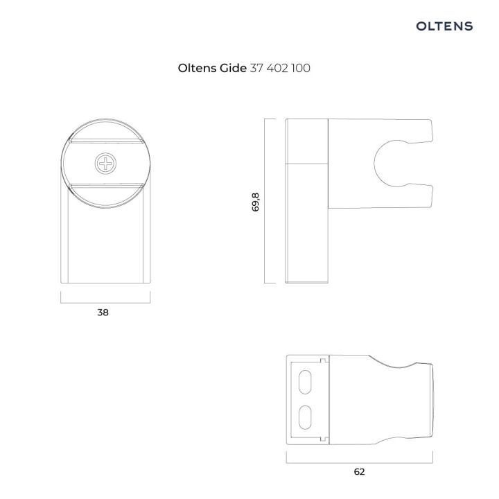 Oltens Gide uchwyt prysznicowy z regulacją - chrom 