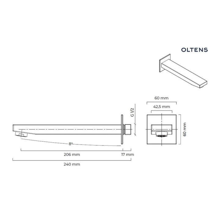 Oltens Gota wylewka wannowa - czarny mat 