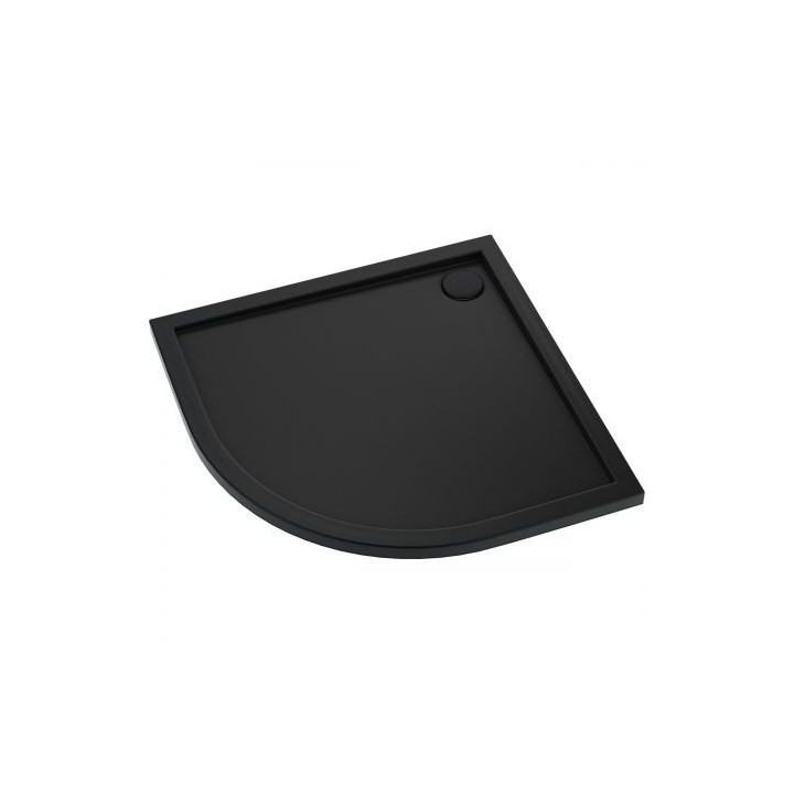 Oltens Superior brodzik akrylowy 80x80 cm półokragły - czarny mat