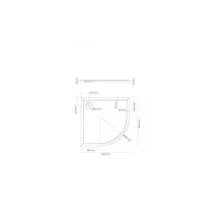 Oltens Superior brodzik akrylowy 90x90 cm półokragły - czarny mat