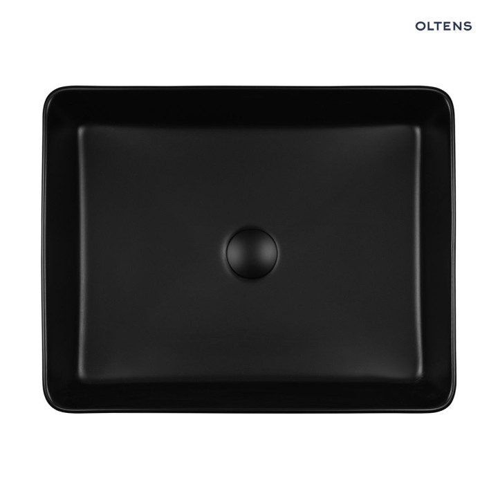 Oltens Forde umywalka 51x40,5cm nablatowa prostokątna z powłoką SmartClean - czarny mat 