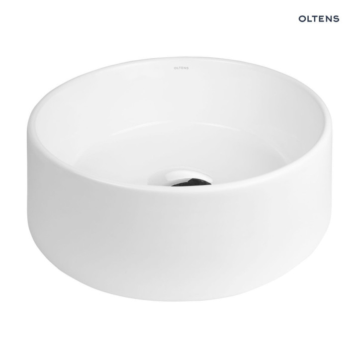 Oltens Lagde umywalka 40 cm nablatowa okrągła z powłoką SmartClean - biała