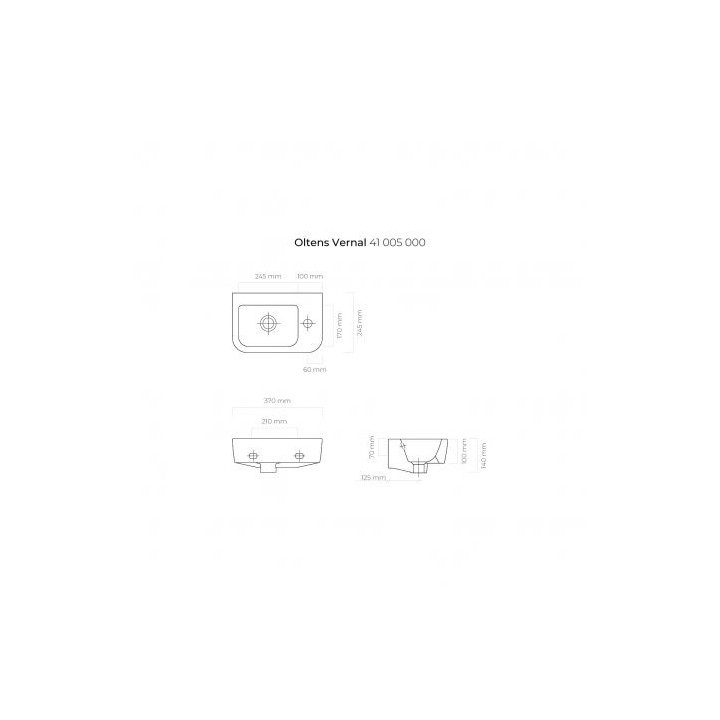 Oltens Vernal umywalka 37x24,5 cm wisząca prawa - biała 