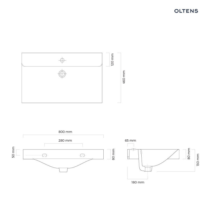 Oltens Hofsa umywalka 80x46 cm nablatowa - biała