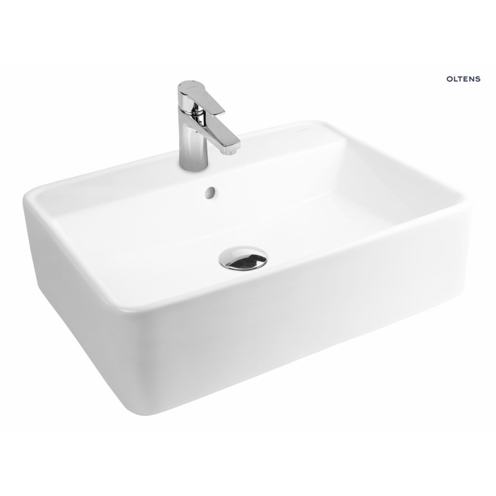 Oltens Duve umywalka 58x43,5 cm nablatowa prostokątna - biała