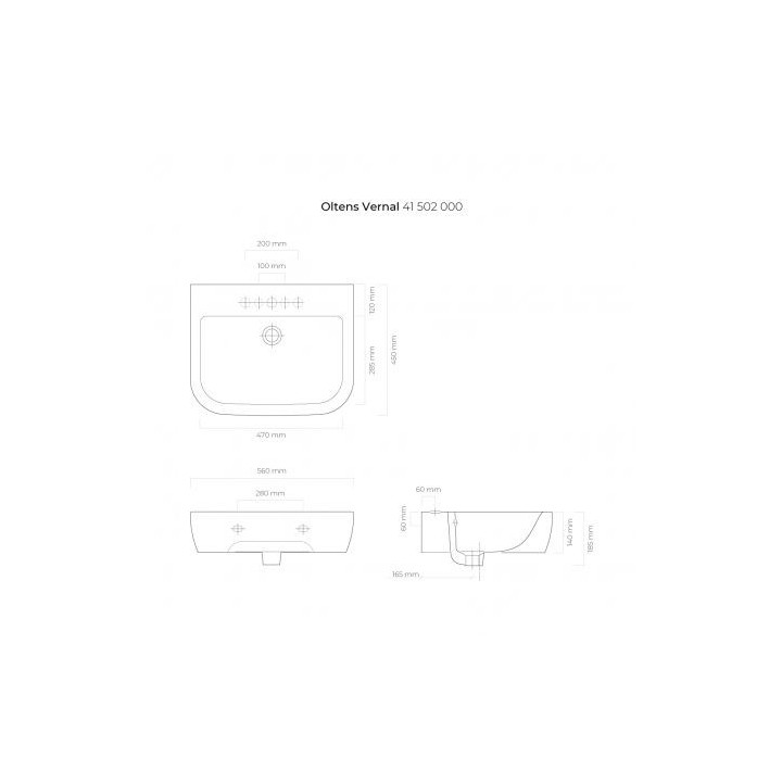 Oltens Vernal umywalka 56x45 cm wisząca z powłoką SmartClean - biała 
