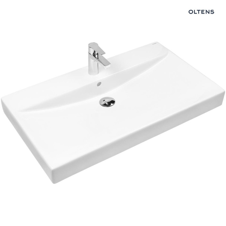 Oltens Hofsa umywalka 80x46 cm nablatowa z powłoką SmartClean - biała