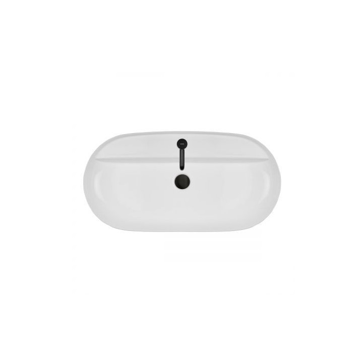 Oltens Hamnes Thin umywalka nablatowa z otworem na baterię owalna 80 x 40 cm biała  z powłoką Oltens SmartClean