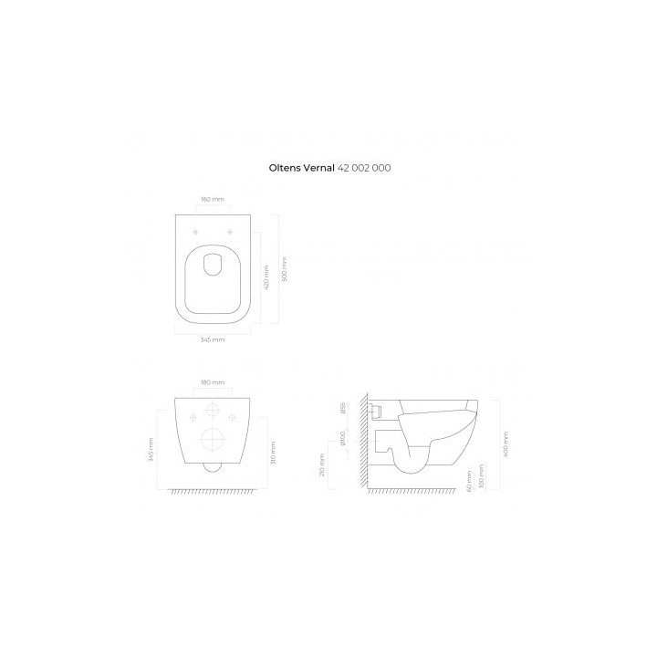 Zestaw Oltens Vernal miska WC wisząca PureRim z deską wolnoopadającą