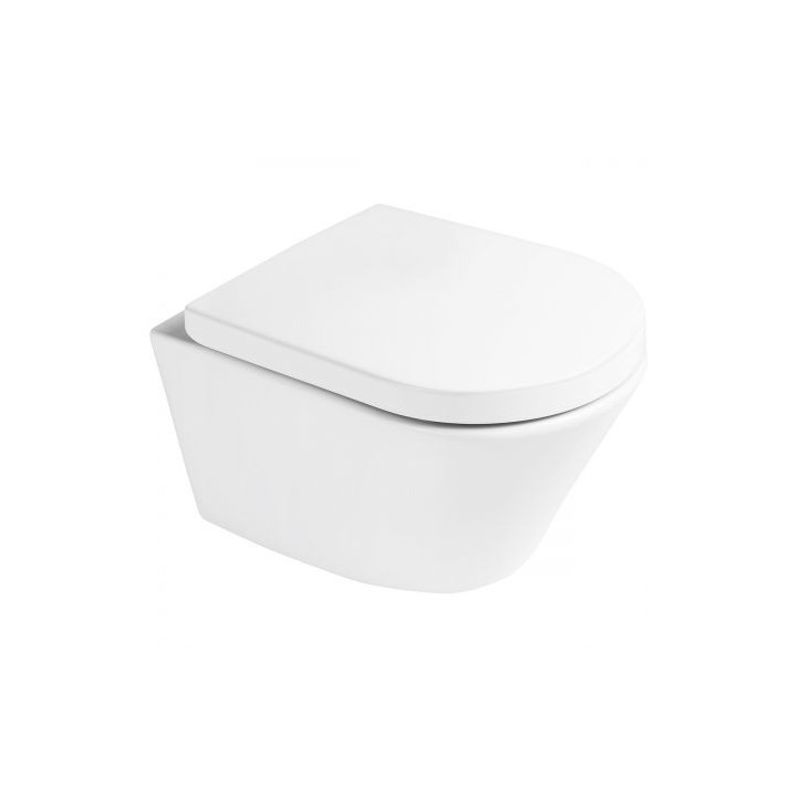 Zestaw Oltens Jog miska WC wisząca PureRim z powłoką SmartClean z deską wolnoopadającą