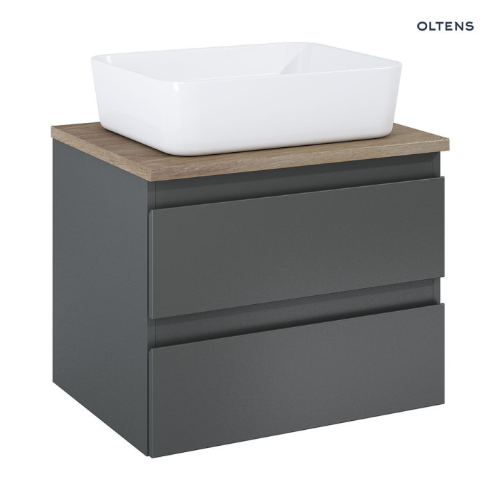 Oltens Vernal szafka 60 cm podumywalkowa grafit mat z blatem dąb
