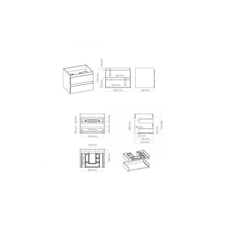 Oltens Vernal szafka 60 cm podumywalkowa grafit mat z blatem dąb