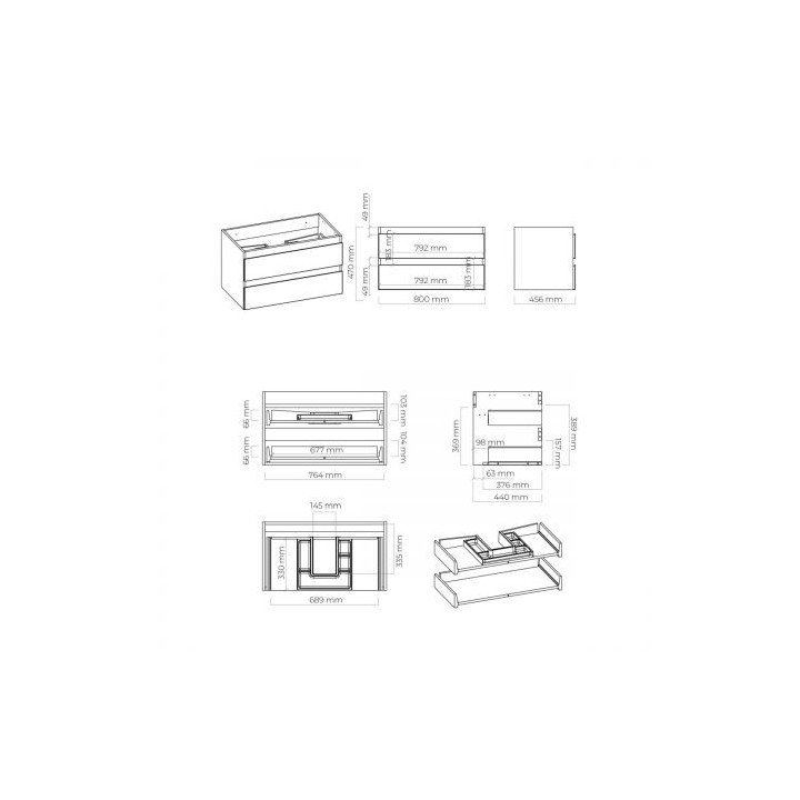 Oltens Vernal szafka podumywalkowa wisząca 80 cm 2S - szary mat 