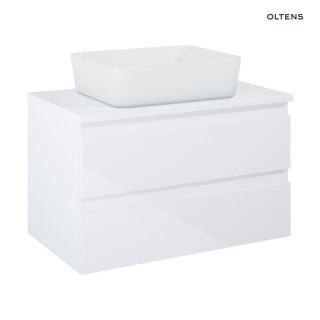Oltens Vernal szafka 80 cm podumywalkowa wisząca biały połysk z blatem