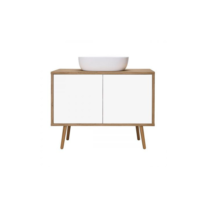 Oltens Hedvig szafka 95 cm podumywalkowa wisząca biały połysk/dąb natural z półką