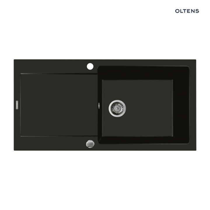 Oltens Gravan zlewozmywak granitowy 1 komorowy z  ociekaczem 100x50cm - czarny 
