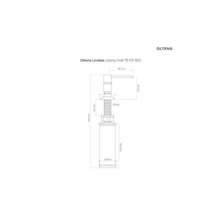 Oltens Lindals dozownik do płynu - czarny mat 