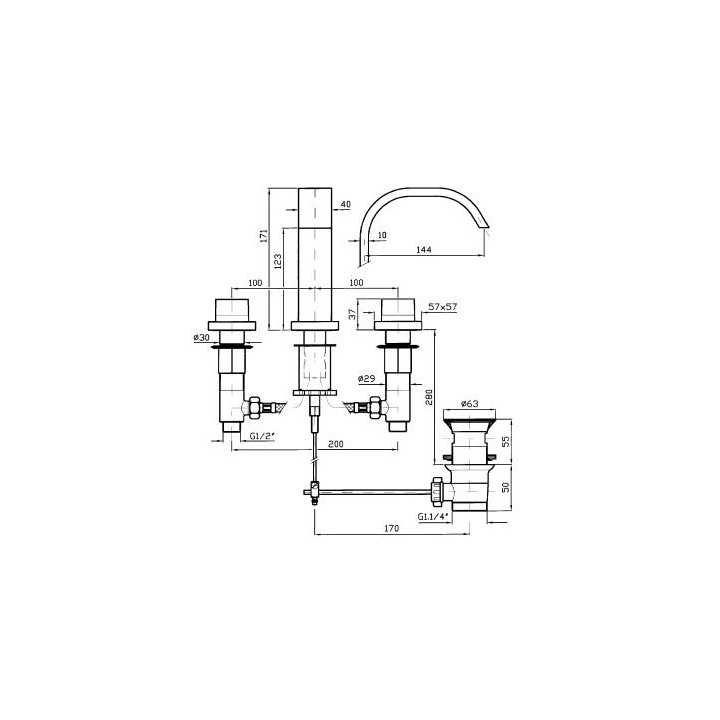 Bateria Zucchetti Aguablu umywalkowa 3-otworowa bidetowa- sanitbuy.pl