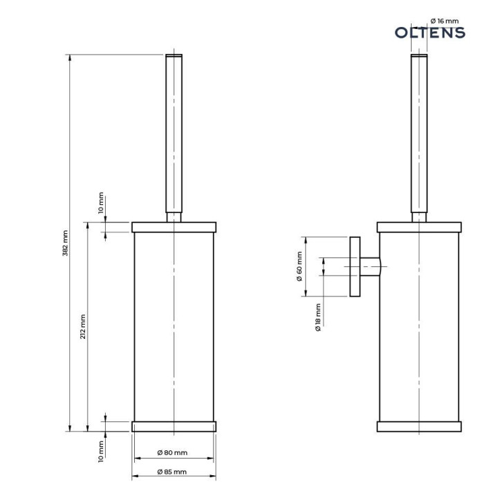 Oltens Gulfoss szczotka WC wisząca - złoto szczotkowane