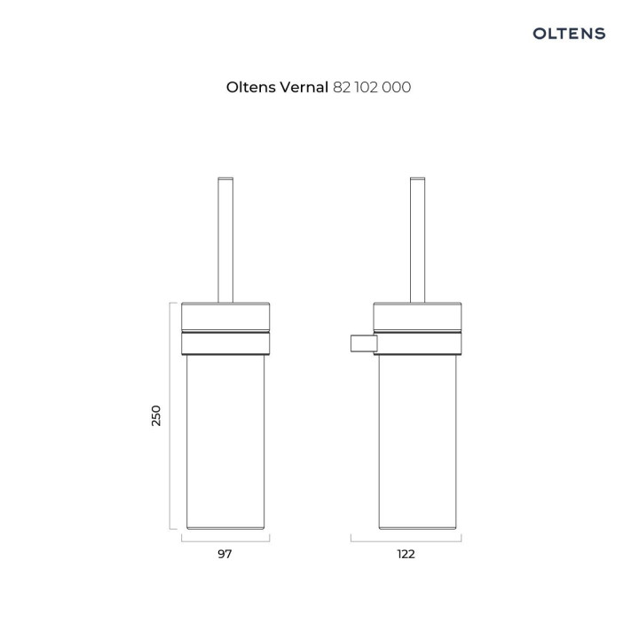 Oltens Vernal szczotka do WC wisząca z uchwytem - biała ceramika/chrom