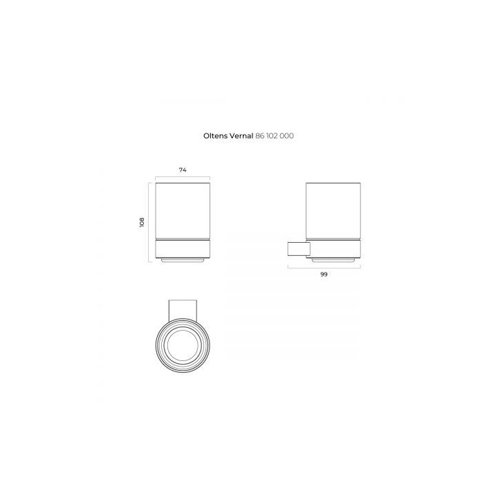 Oltens Vernal szklanka z uchwytem - biała ceramika/chrom