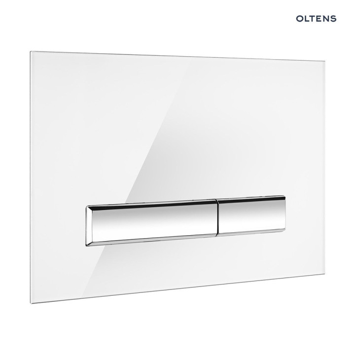 Oltens Torne przycisk spłukujący do WC - szklany biały/chrom