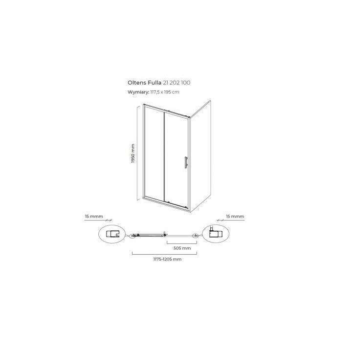 Oltens Fulla kabina prostokątna 90x120 cm drzwi przesuwne