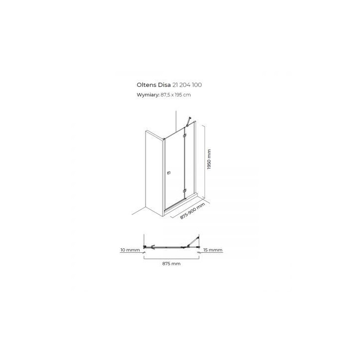 Oltens Disa drzwi prysznicowe 90 cm wnękowe 