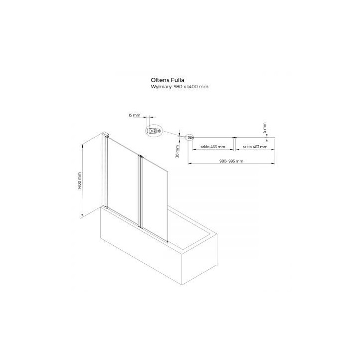 Oltens Fulla parawan nawannowy 2 częściowy 98x140 cm