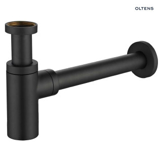 Oltens Hervik syfon umywalkowy mosiężny okrągły - czarny mat