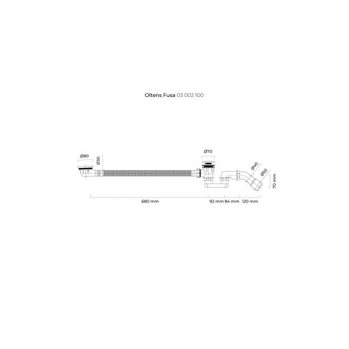 Oltens Fusa syfon wannowy klik-klak - chrom