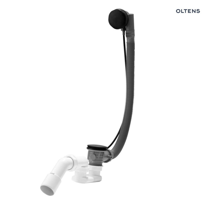 Oltens Oster syfon wannowy automatyczny z pokrętłem czarny mat