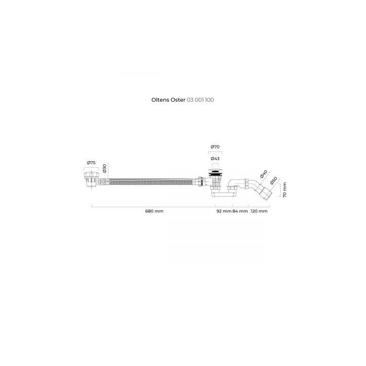 Oltens Oster syfon wannowy automatyczny z pokrętłem czarny mat