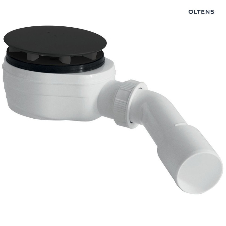 Oltens Pite Turbo syfon brodzikowy odpływ 90 mm plastikowy - czarny mat