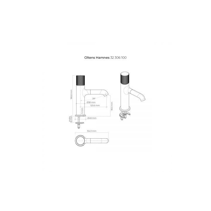 Oltens Hamnes bateria umywalkowa stojąca - chrom