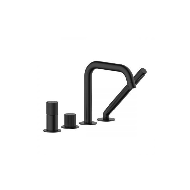 Oltens Hamnes bateria wannowo-prysznicowa 4 otworowa kompletna - czarny mat 