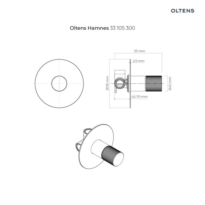Oltens Hamnes bateria prysznicowa podtynkowa kompletna - czarny mat