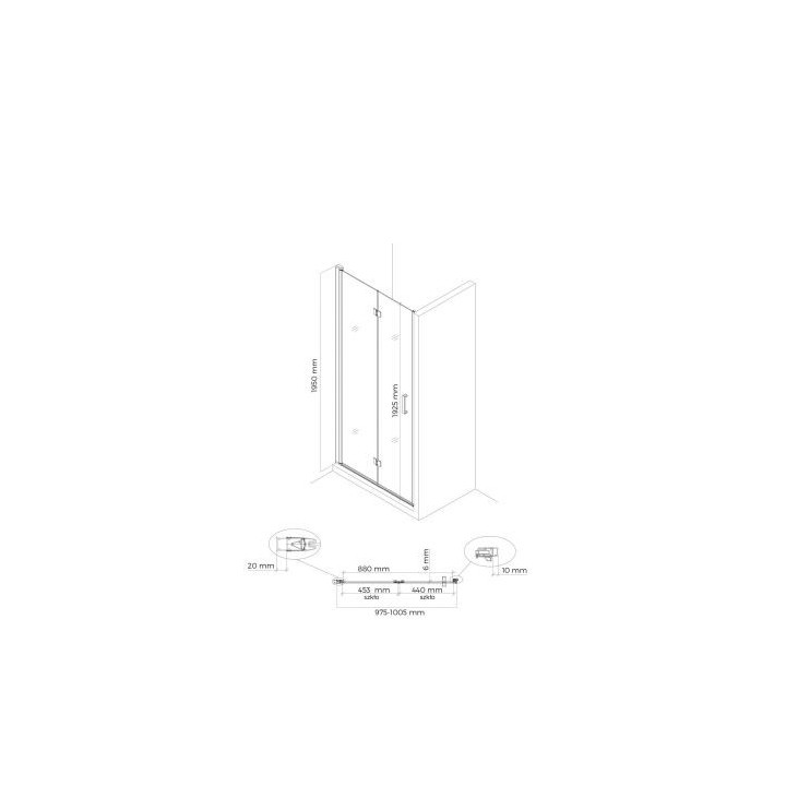 Oltens Hallan drzwi prysznicowe 100 cm wnękowe szkło przezroczyste - czarny mat 